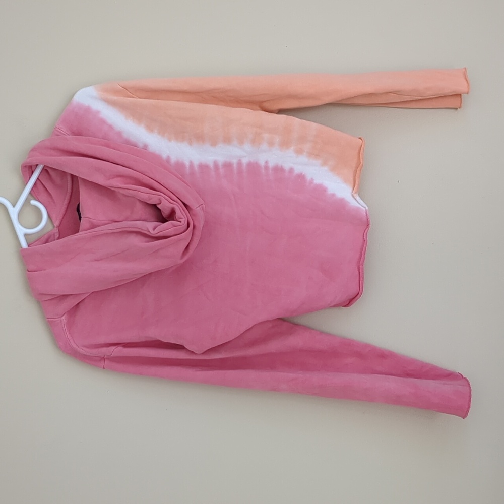 Medium Wildfox Orange And Pink Tie Dye Hoodie Cutoff Style Casual - Picture 7 of 14